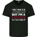 Cycling I Don't Mean to Be Awesome Cyclist Mens V-Neck Cotton T-Shirt Black