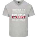 Cycling I Don't Mean to Be Awesome Cyclist Mens V-Neck Cotton T-Shirt Sports Grey