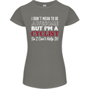 Cycling I Don't Mean to Be Awesome Cyclist Womens Petite Cut T-Shirt Charcoal