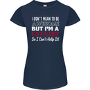 Cycling I Don't Mean to Be Awesome Cyclist Womens Petite Cut T-Shirt Navy Blue