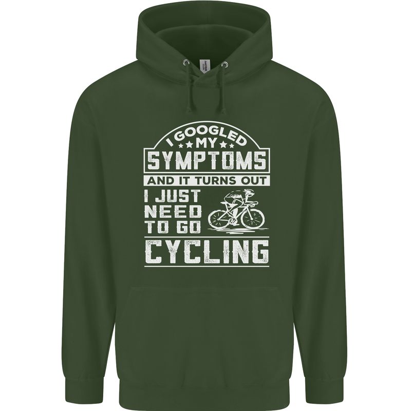 Cycling I Googled My Symptoms Cyclist Funny Childrens Kids Hoodie Forest Green