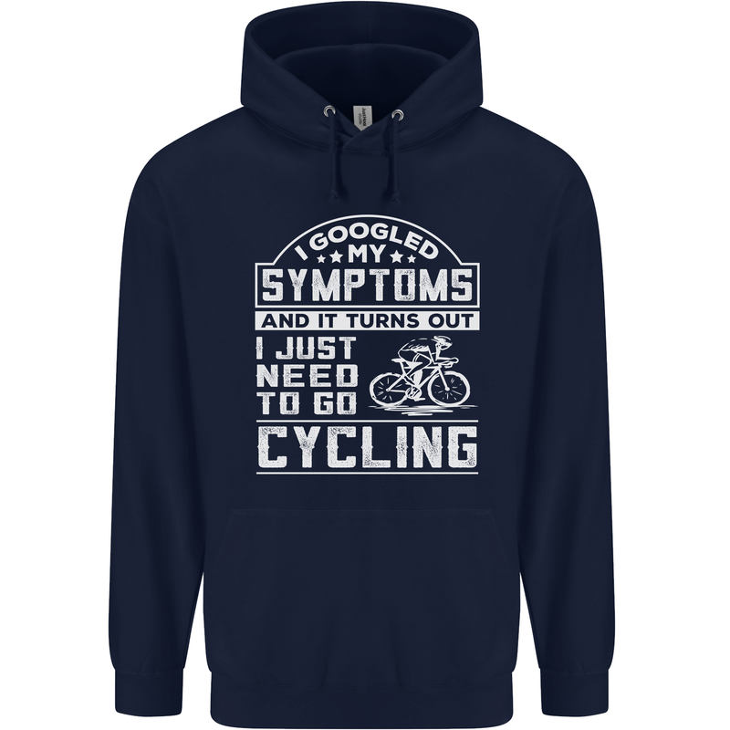 Cycling I Googled My Symptoms Cyclist Funny Childrens Kids Hoodie Navy Blue