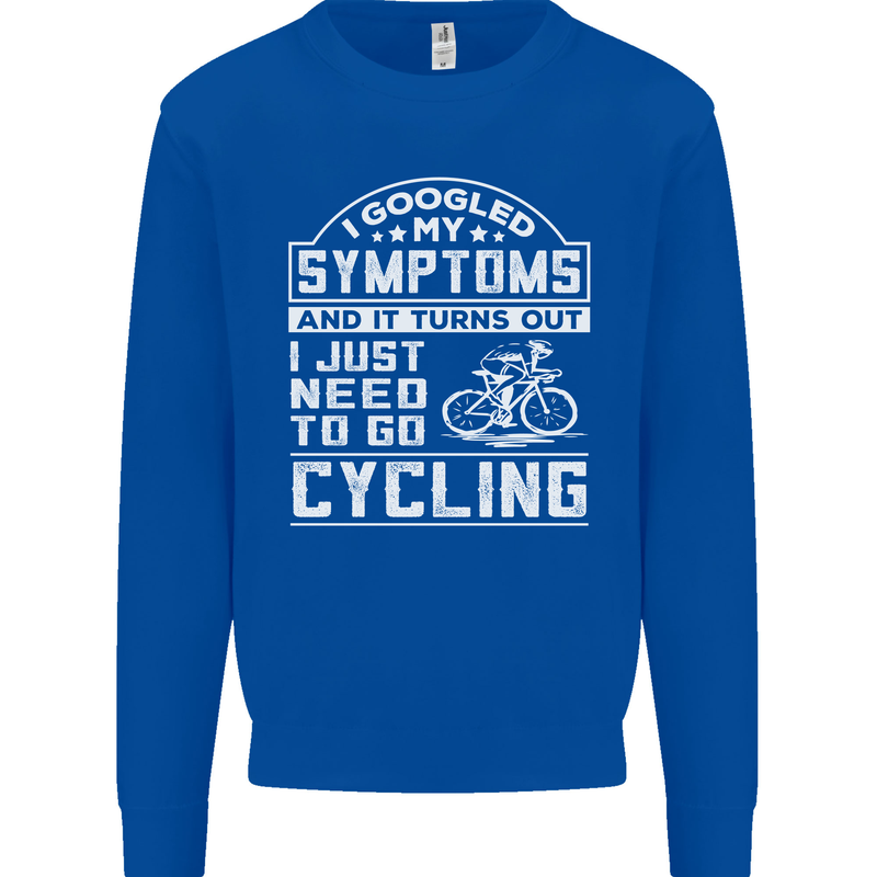 Cycling I Googled My Symptoms Cyclist Funny Kids Sweatshirt Jumper Royal Blue