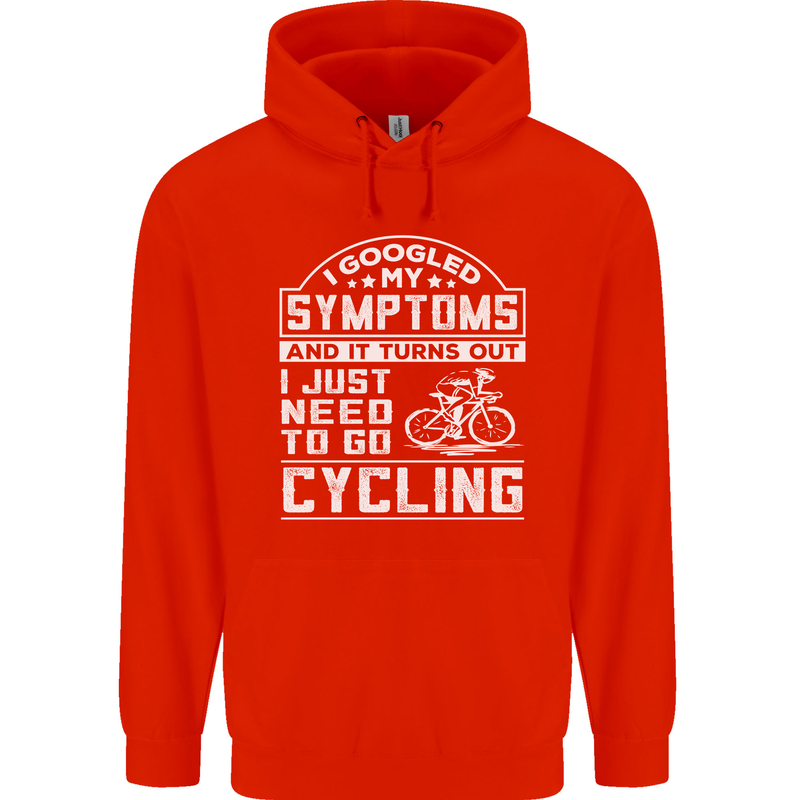 Cycling I Googled My Symptoms Cyclist Funny Mens 80% Cotton Hoodie Bright Red