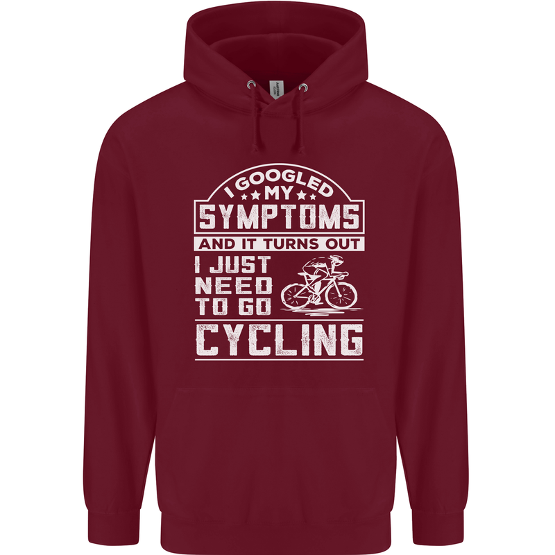 Cycling I Googled My Symptoms Cyclist Funny Mens 80% Cotton Hoodie Maroon