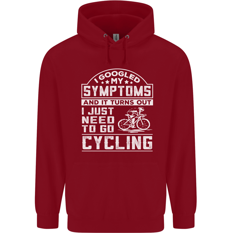 Cycling I Googled My Symptoms Cyclist Funny Mens 80% Cotton Hoodie Red
