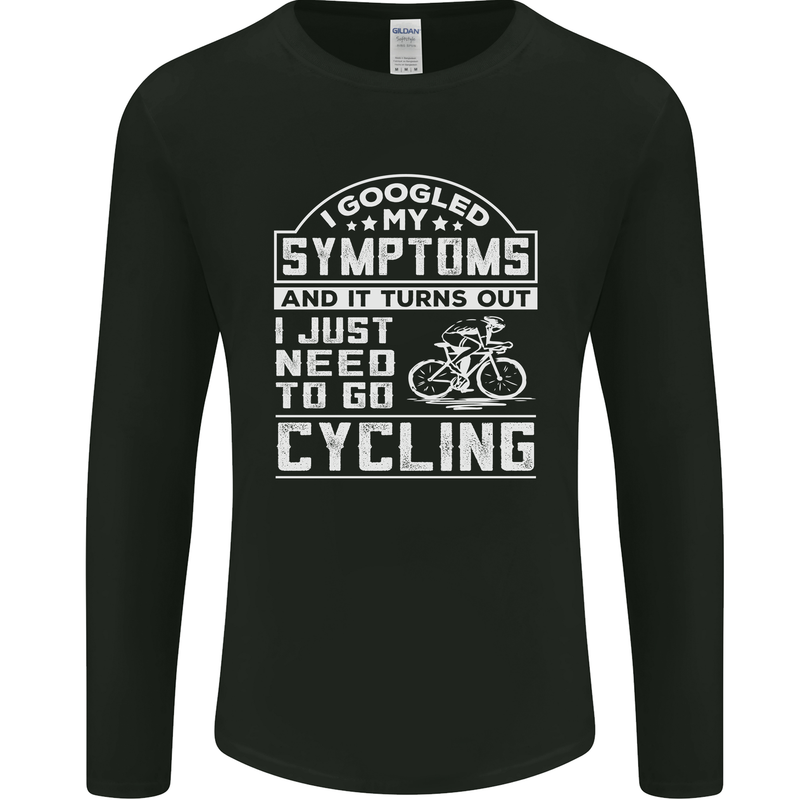 Cycling I Googled My Symptoms Cyclist Funny Mens Long Sleeve T-Shirt Black