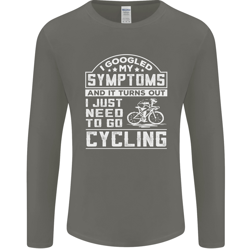 Cycling I Googled My Symptoms Cyclist Funny Mens Long Sleeve T-Shirt Charcoal