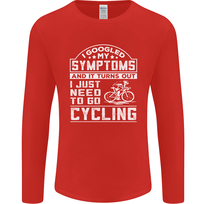 Cycling I Googled My Symptoms Cyclist Funny Mens Long Sleeve T-Shirt Red
