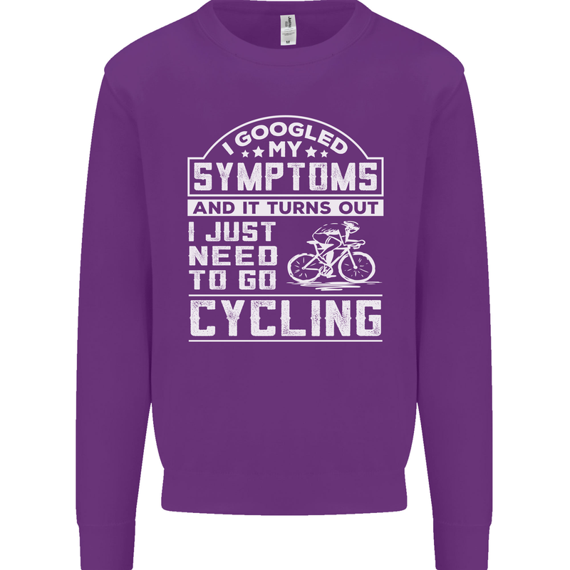 Cycling I Googled My Symptoms Cyclist Funny Mens Sweatshirt Jumper Purple