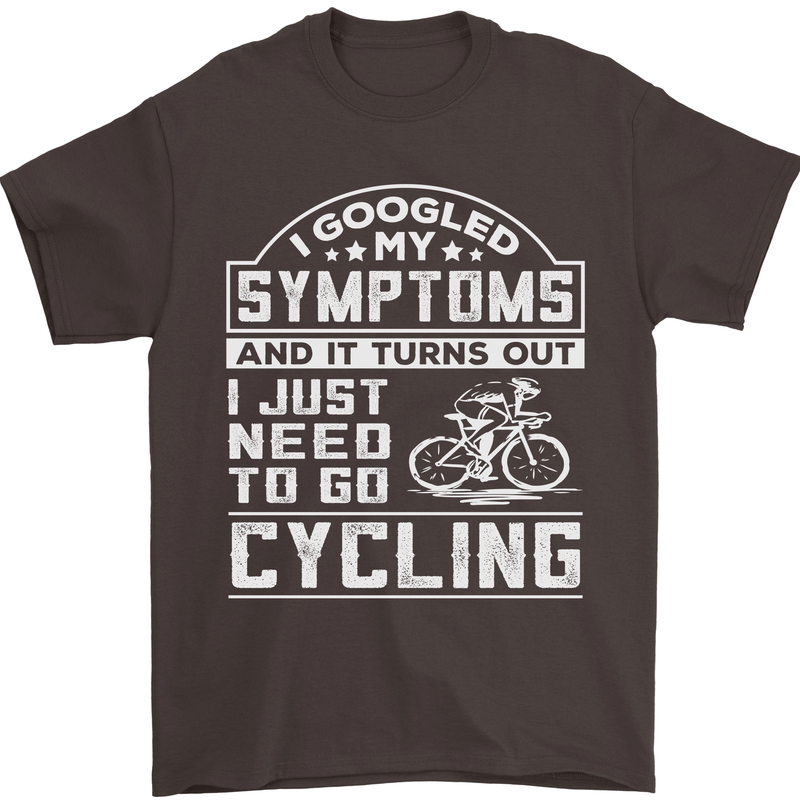 Cycling I Googled My Symptoms Cyclist Funny Mens T-Shirt Cotton Gildan Dark Chocolate