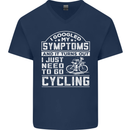 Cycling I Googled My Symptoms Cyclist Funny Mens V-Neck Cotton T-Shirt Navy Blue