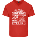 Cycling I Googled My Symptoms Cyclist Funny Mens V-Neck Cotton T-Shirt Red