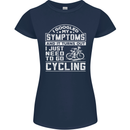 Cycling I Googled My Symptoms Cyclist Funny Womens Petite Cut T-Shirt Navy Blue