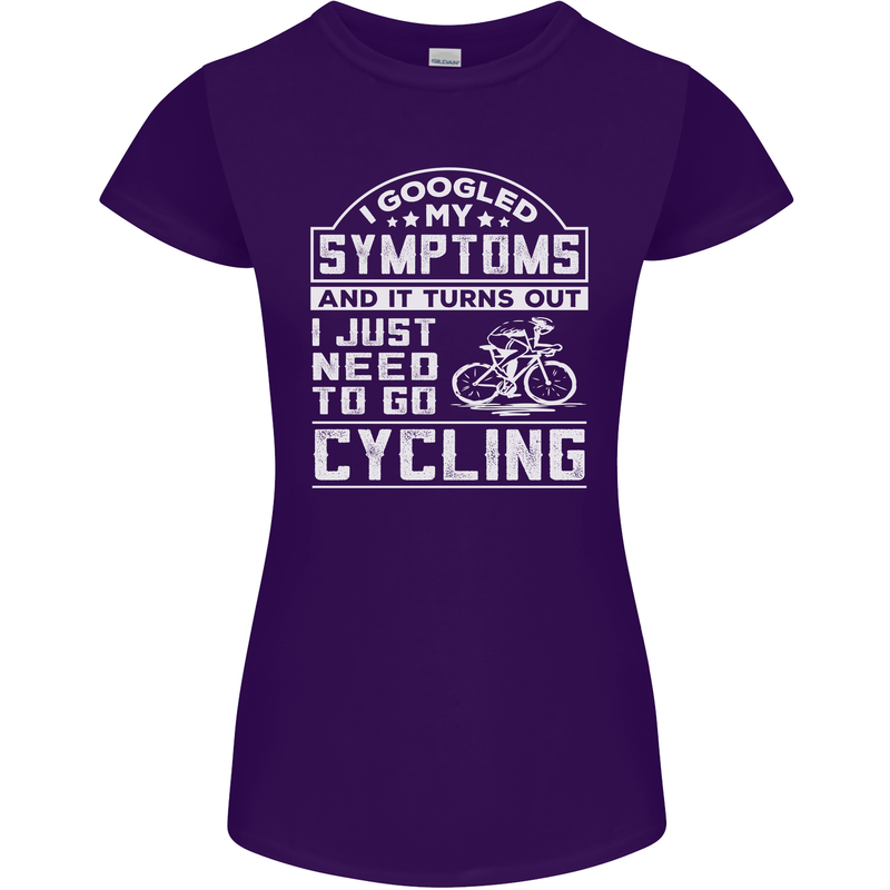 Cycling I Googled My Symptoms Cyclist Funny Womens Petite Cut T-Shirt Purple