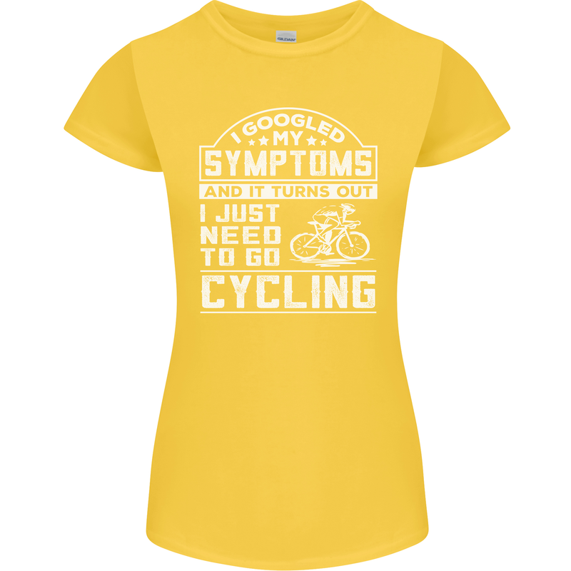 Cycling I Googled My Symptoms Cyclist Funny Womens Petite Cut T-Shirt Yellow
