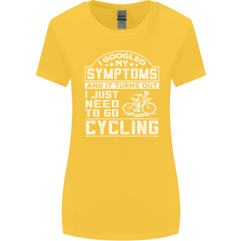 Cycling I Googled My Symptoms Cyclist Funny Womens Wider Cut T-Shirt Yellow