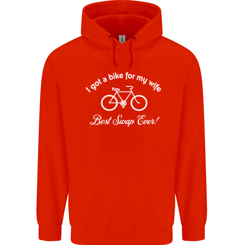 Cycling I Got a Bike for My Wife Cyclist Mens 80% Cotton Hoodie Bright Red