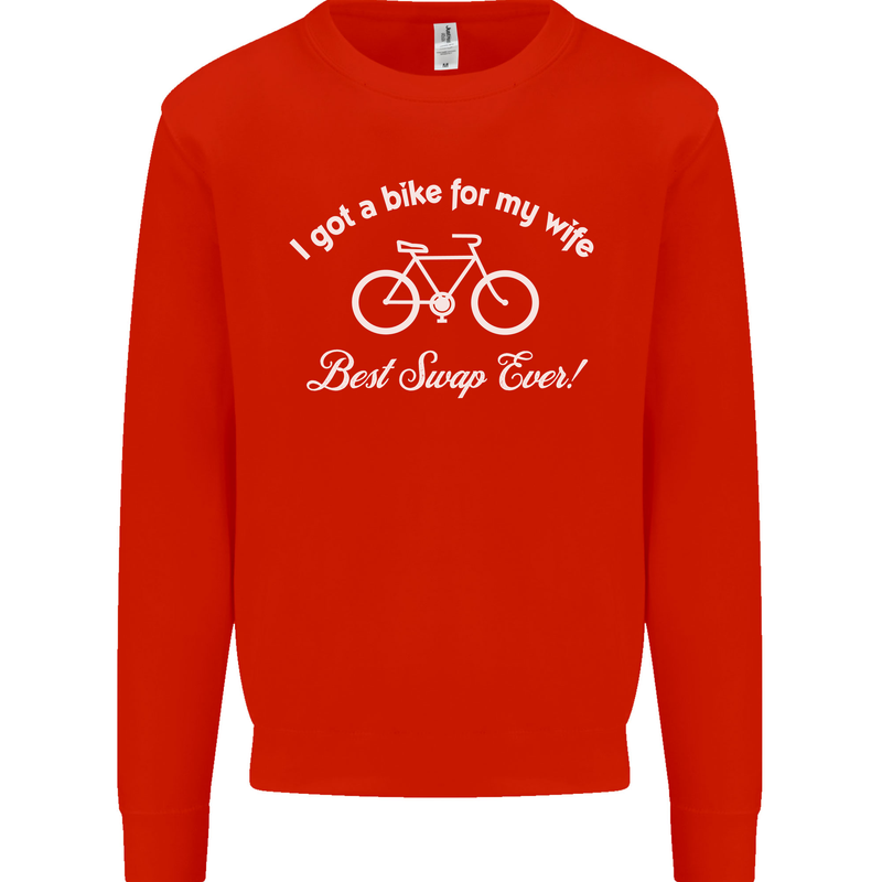 Cycling I Got a Bike for My Wife Cyclist Mens Sweatshirt Jumper Bright Red
