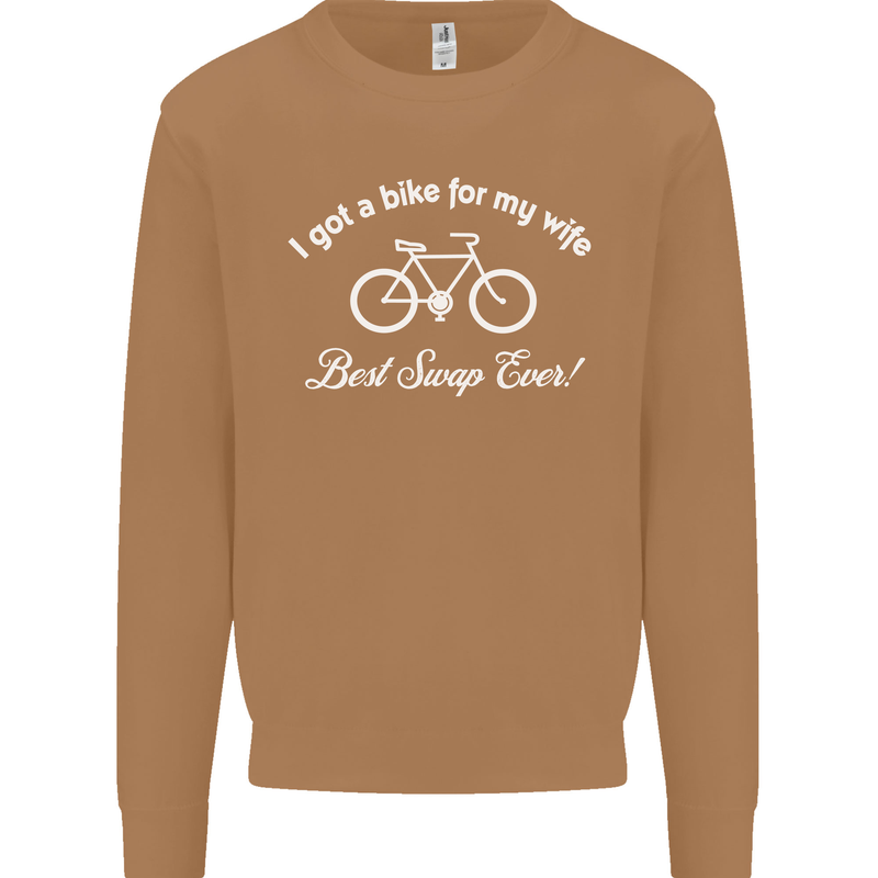 Cycling I Got a Bike for My Wife Cyclist Mens Sweatshirt Jumper Caramel Latte