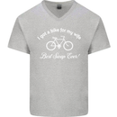 Cycling I Got a Bike for My Wife Cyclist Mens V-Neck Cotton T-Shirt Sports Grey