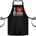 Cycling I Love My Wife Cyclist Funny Cotton Apron 100% Organic Black