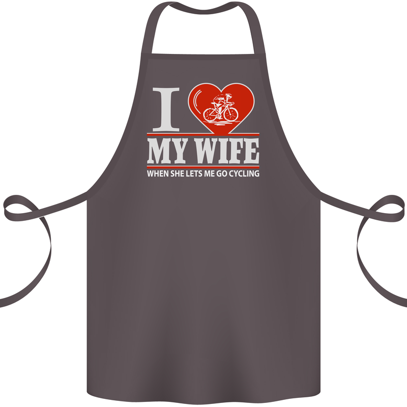 Cycling I Love My Wife Cyclist Funny Cotton Apron 100% Organic Dark Grey
