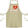 Cycling I Love My Wife Cyclist Funny Cotton Apron 100% Organic Khaki