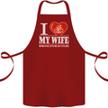 Cycling I Love My Wife Cyclist Funny Cotton Apron 100% Organic Maroon
