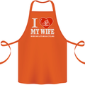 Cycling I Love My Wife Cyclist Funny Cotton Apron 100% Organic Orange