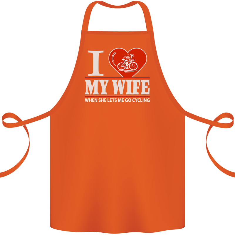 Cycling I Love My Wife Cyclist Funny Cotton Apron 100% Organic Orange