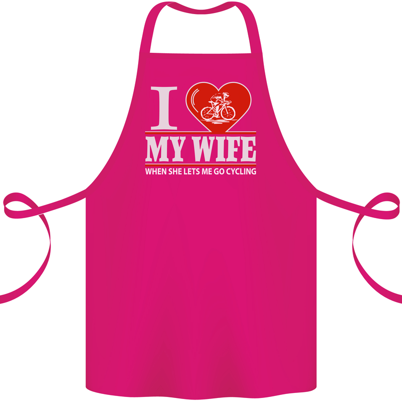 Cycling I Love My Wife Cyclist Funny Cotton Apron 100% Organic Pink