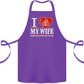 Cycling I Love My Wife Cyclist Funny Cotton Apron 100% Organic Purple