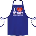 Cycling I Love My Wife Cyclist Funny Cotton Apron 100% Organic Royal Blue