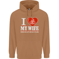 Cycling I Love My Wife Cyclist Funny Mens 80% Cotton Hoodie Caramel Latte
