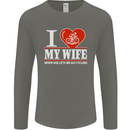 Cycling I Love My Wife Cyclist Funny Mens Long Sleeve T-Shirt Charcoal