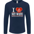 Cycling I Love My Wife Cyclist Funny Mens Long Sleeve T-Shirt Navy Blue