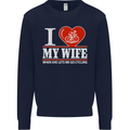 Cycling I Love My Wife Cyclist Funny Mens Sweatshirt Jumper Navy Blue