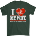 Cycling I Love My Wife Cyclist Funny Mens T-Shirt Cotton Gildan Forest Green
