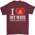 Cycling I Love My Wife Cyclist Funny Mens T-Shirt Cotton Gildan Maroon