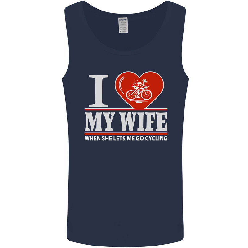 Cycling I Love My Wife Cyclist Funny Mens Vest Tank Top Navy Blue