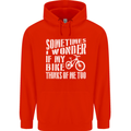 Cycling I Wonder If My Bike Bicycle Cyclist Childrens Kids Hoodie Bright Red
