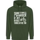 Cycling I Wonder If My Bike Bicycle Cyclist Childrens Kids Hoodie Forest Green
