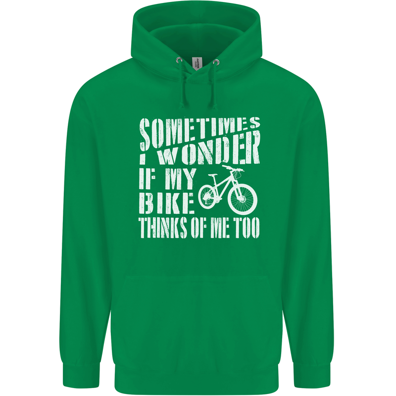 Cycling I Wonder If My Bike Bicycle Cyclist Childrens Kids Hoodie Irish Green