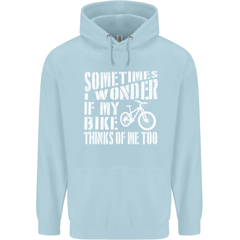 Cycling I Wonder If My Bike Bicycle Cyclist Childrens Kids Hoodie Light Blue