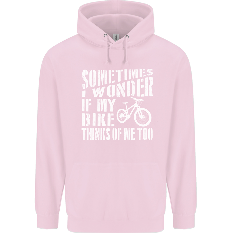 Cycling I Wonder If My Bike Bicycle Cyclist Childrens Kids Hoodie Light Pink