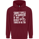 Cycling I Wonder If My Bike Bicycle Cyclist Childrens Kids Hoodie Maroon