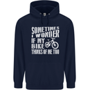 Cycling I Wonder If My Bike Bicycle Cyclist Childrens Kids Hoodie Navy Blue