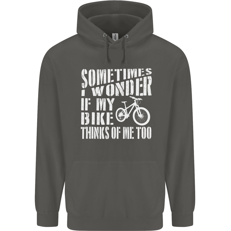 Cycling I Wonder If My Bike Bicycle Cyclist Childrens Kids Hoodie Storm Grey