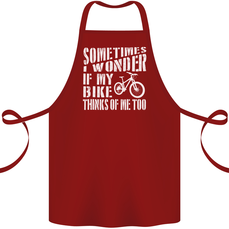Cycling I Wonder If My Bike Bicycle Cyclist Cotton Apron 100% Organic Maroon